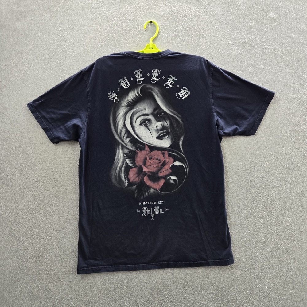 Sullen Art Collective Men Shirt X-LARGE Navy Graphic Woman Rose Streetwear